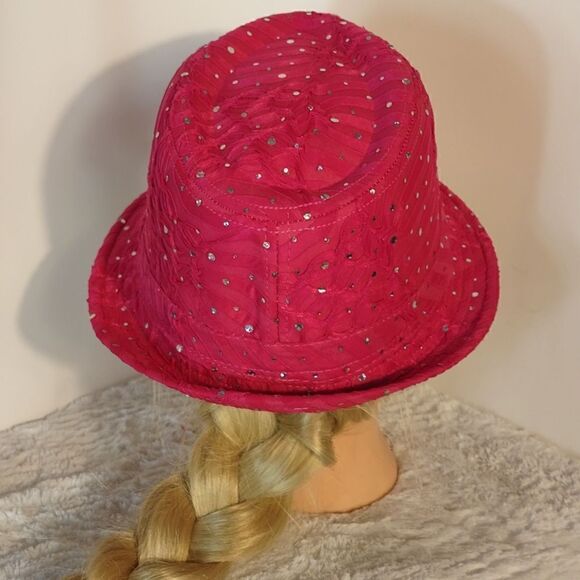Sophia Collection Pink Glitter Women's Fedora Hat - Picture 3 of 7